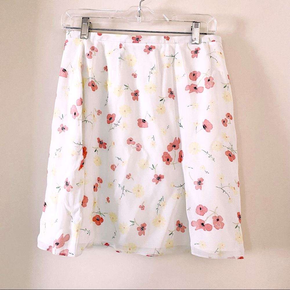 NWT J. Crew Cream, Pink & Yellow Floral Chiffon Skirt